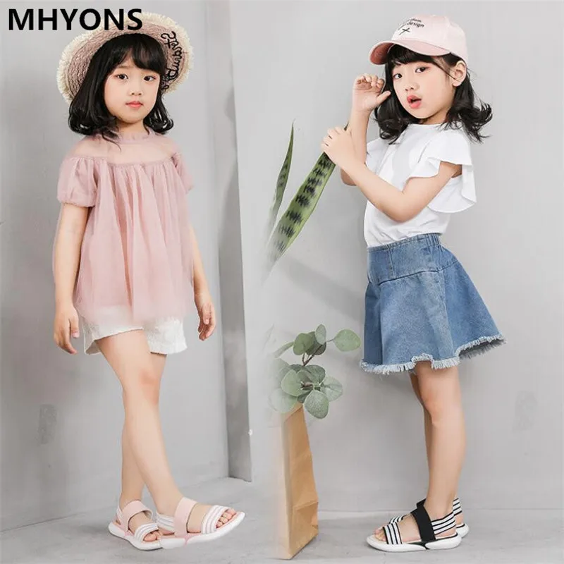 MHYONS/Летние Стильные детские сандалии для девочек; пляжные шлепанцы; детская Нескользящая кожаная женская обувь; модная обувь принцессы