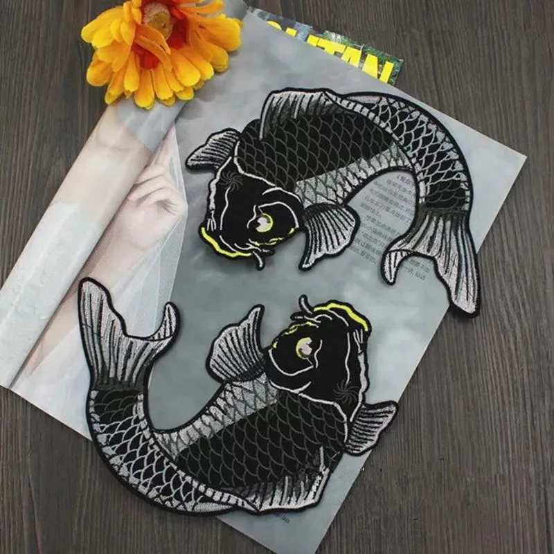 

1Pair Fish Embroidered Patches Iron on or Sewing for Clothes Applique DIY Accessory Suppliers Sticker Fashion Patches