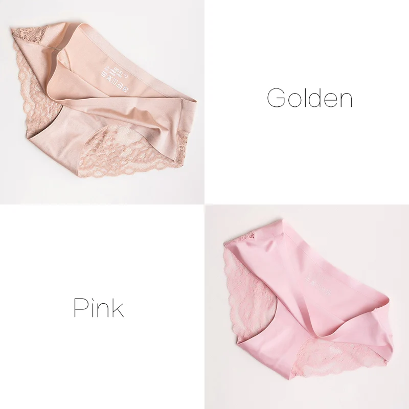Golden Pink Кружевные трусики женские трусы для женщин бесшовные трусы-женские сексуальное женская одежда кружевное белье для секса прозрачные 2шт/пакет - Цвет: Golden Pink