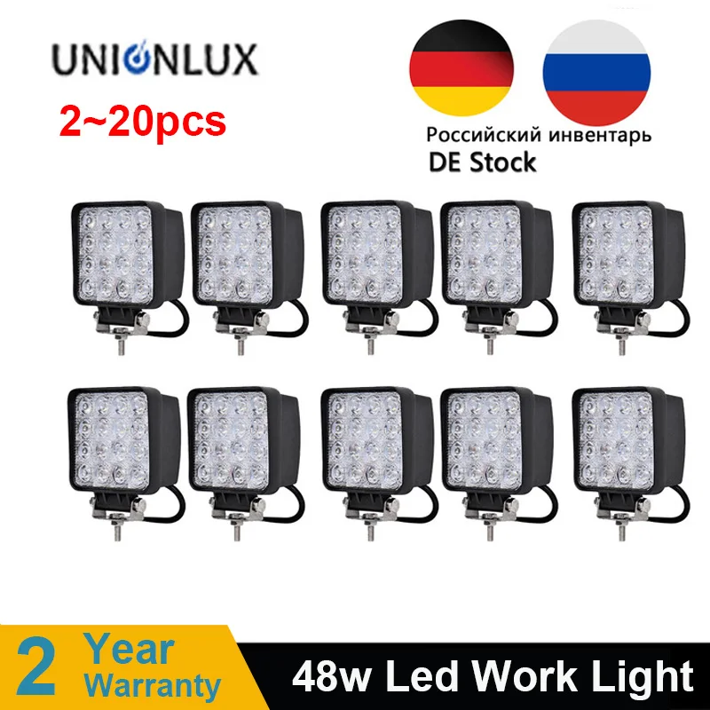 

2pcs 20pcs waterproof 48w Flood/Spot led Work Light bar waterproof CE RoHS offroad truck car LED work light 12v 24v