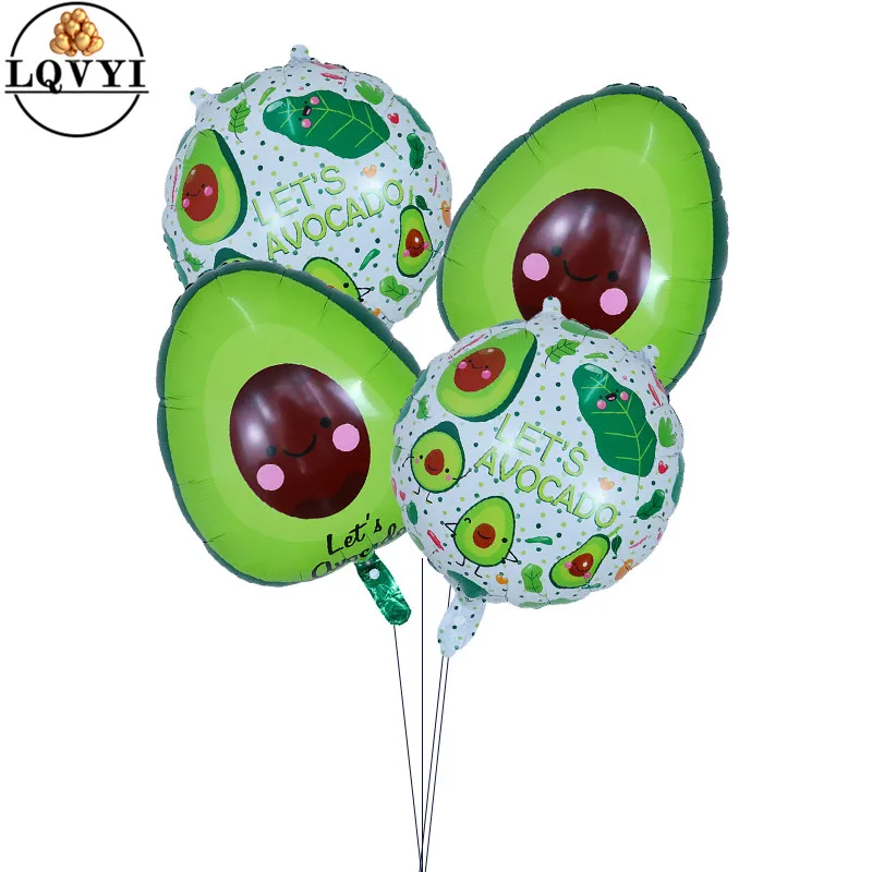 

4pcs Aluminum Foil Air Balloons Avocado Pattern Oval Round Mylar Helium Balloons Airballoons Birthday Party Decorations Globos
