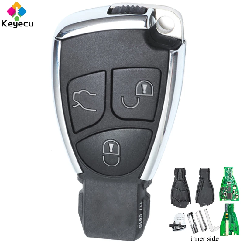 

KEYECU Replacement Smart Remote Key Fob - 3 Buttons & 433MHz & Uncut Blade - FOB for Mercedes-Benz