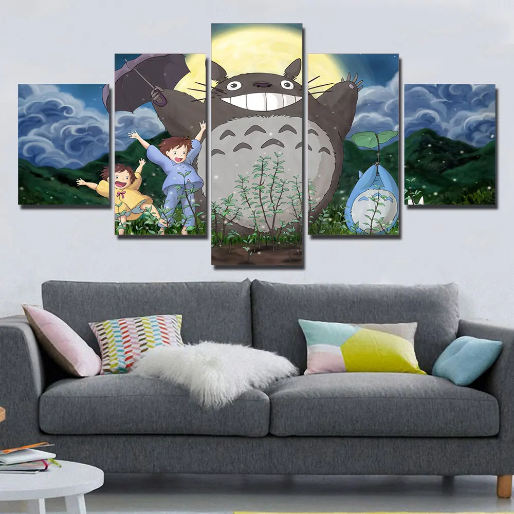 

Modular Pictures 5 panel Miyazaki Hayao Tonari no Totoro Canvas painting movie poster and Prints Canvas Painting F490