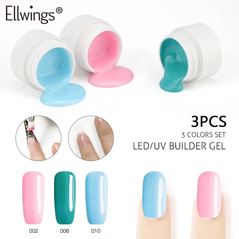 Ellwings 3pcs UV Nail Gel Polish 14colors To Build Gel Nail Varnish Builder UV Gel Builder Gel 