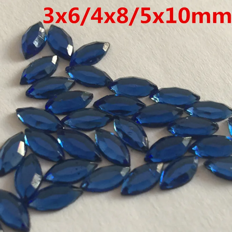 

50pcs Dark/Royal Blue 3x6m/4*8m/5x10m Navette Horse eye Sew on Rhinestone Glass Sewing Rhinestones for Wedding Dress DIY