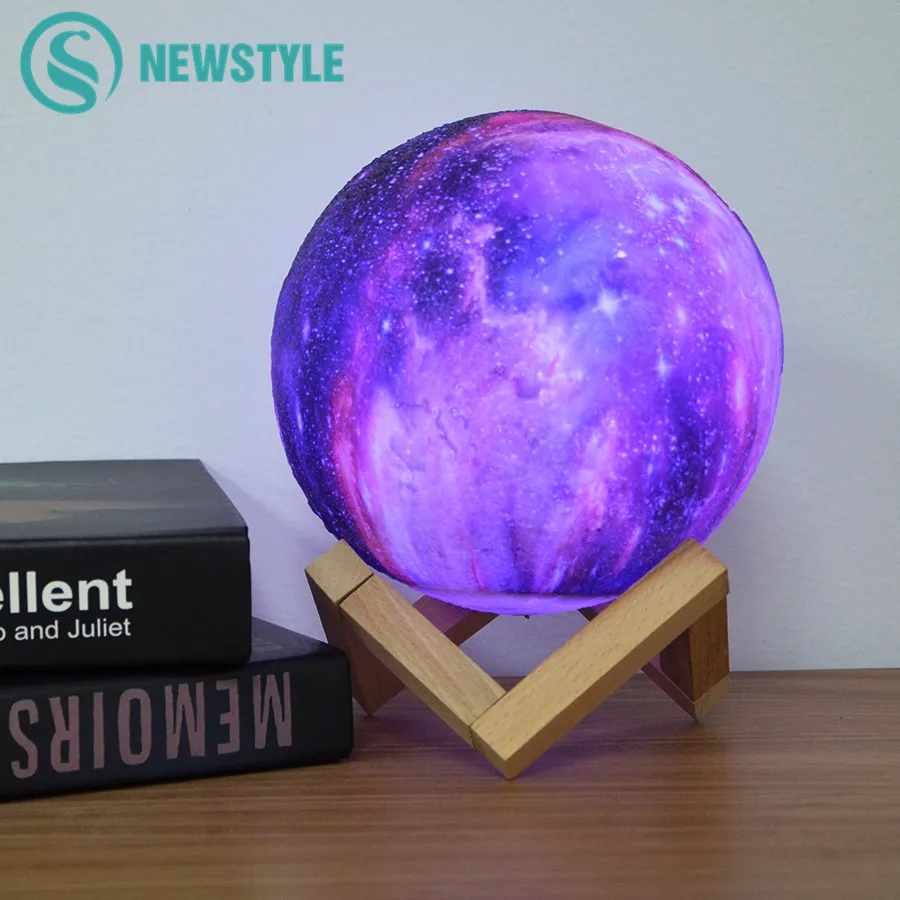 

Dropship 3D Print Star Moon Lamp Colorful Change Starry Sky LED Night Light Touch USB Home Decor Galaxy Lamp Creative Gift