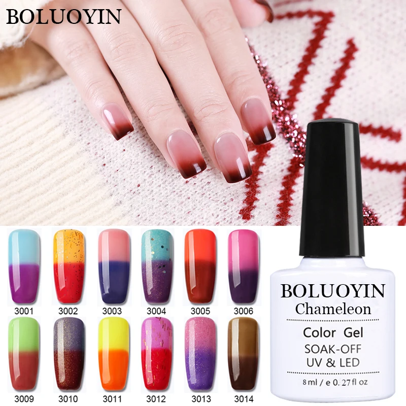 

New 8ml UV Temperature Change Colors UV Gel Nail Polish Chameleon Colorful Nails Thermo Hybrid Varnishes Gel Nail Art
