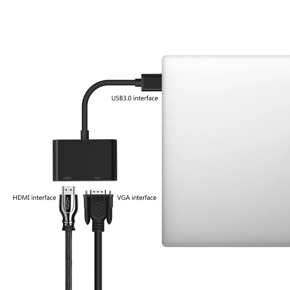 متعددة عرض 2 في 1 USB إلى HDMI USB3.0 إلى HDMI مهايئ VGA 4 K HD 1080 P تحويل كابل لجهاز ماكبوك الكمبيوتر