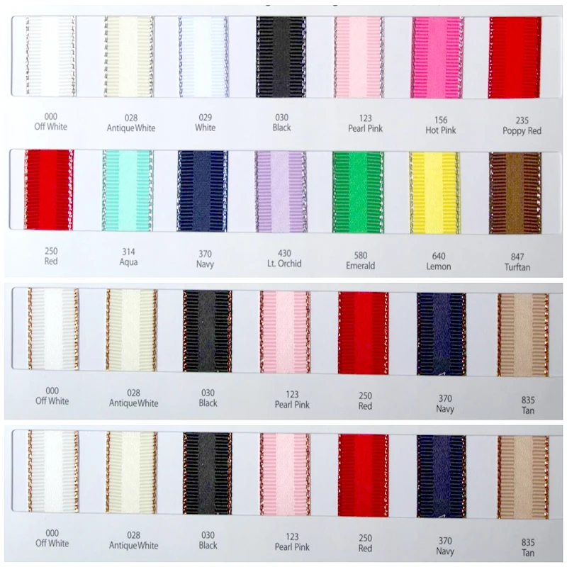 9 16 25 38MM Width polyester Silver Gold grosgrain Edge Satin ribbons GE01