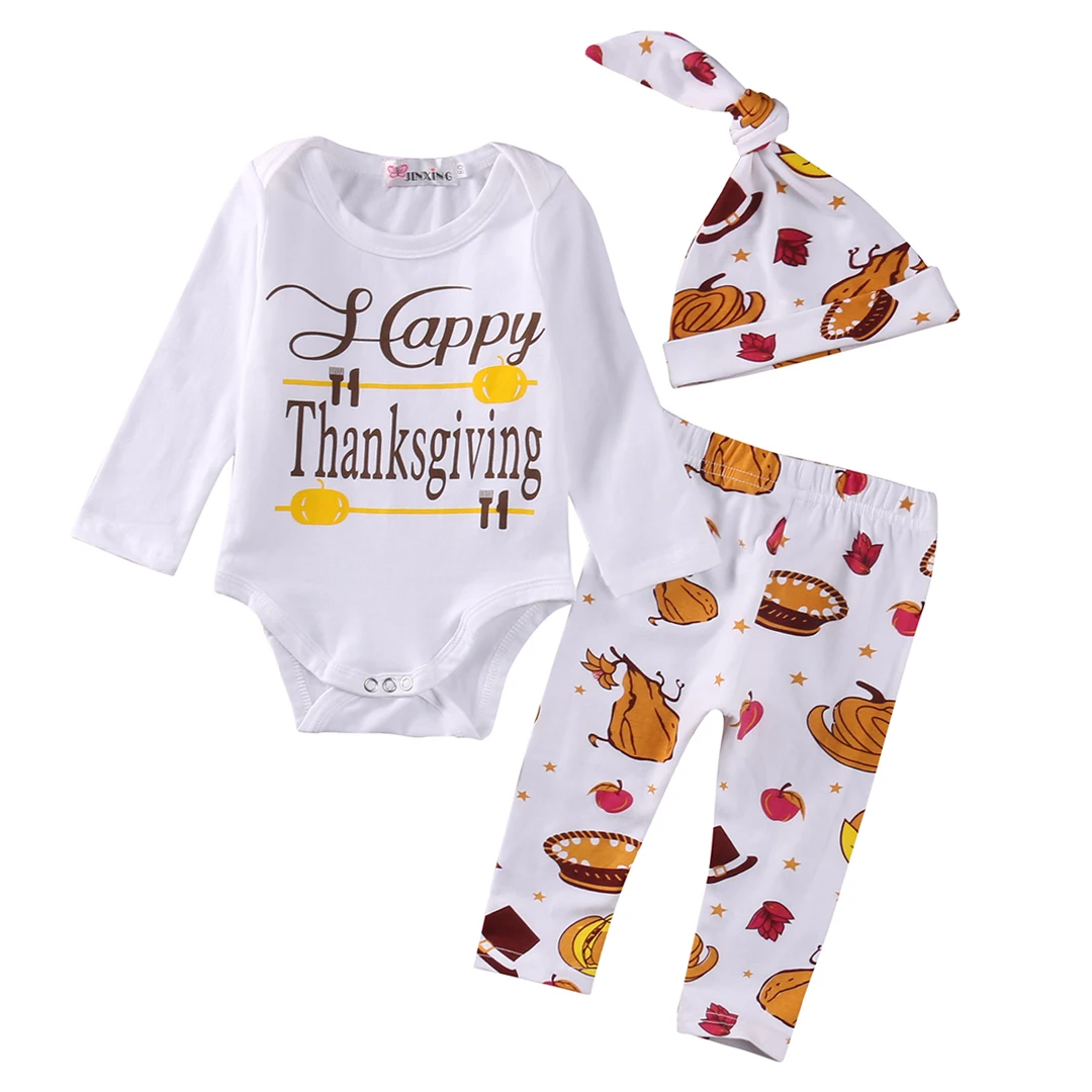 Newborn Baby Girls Boys Rompers Happy Thanksgiving ...
