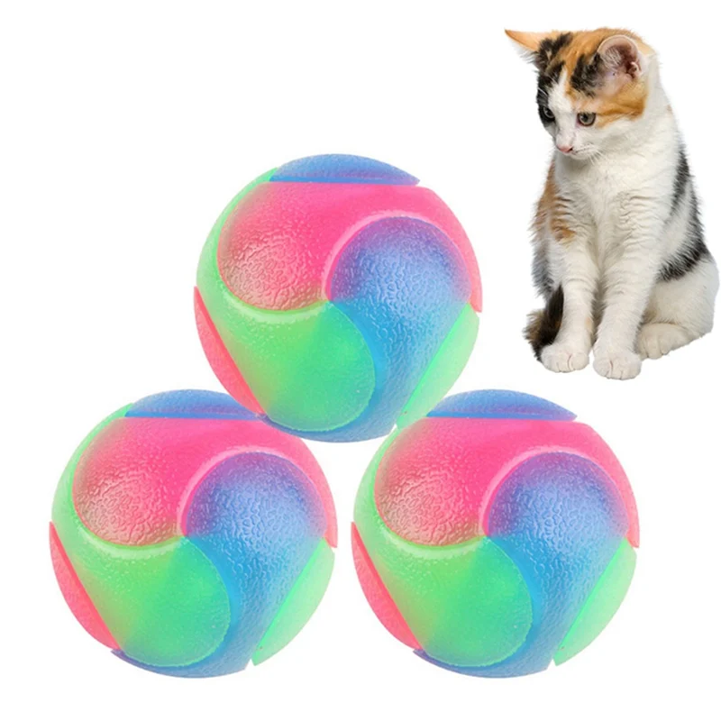 Pet Dog Puppy Cat эластичный интерактивный игровой молярный шар нетоксичный красочный шар игрушки собака Жевательная светящийся шар чистка зубов