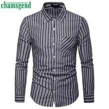 Camsgend мужские рубашки новые мужские рубашки с длинным рукавом Бизнес Повседневный Топ Блузка Большие размеры, для мужчин полоса платье рубашки топы hot30