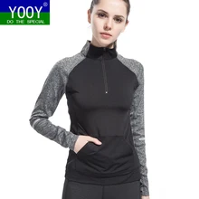 YOOY, женские куртки для бега, Женская толстовка с длинным рукавом, женская спортивная куртка на молнии для йоги, фитнеса, спортзала, рубашки, женская одежда