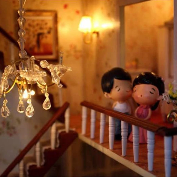 DIY Миниатюрный Набор для проекта ручной работы, Деревянный Кукольный дом, светодиодный светильник, музыкальная вилла