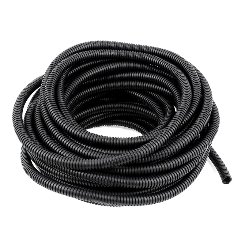 Black 1/2inch Dia Flexible Corrugated Conduit Tube Pipe Hose Tubing 14M 46Ft - Цвет: Black