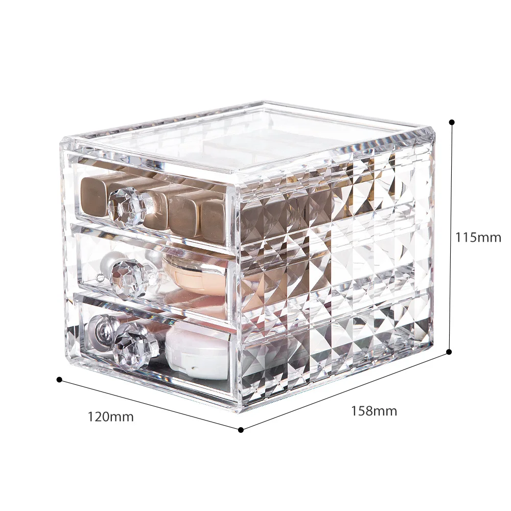 Yoler Acrylic Jewelry Makeup Storage Drawers Clear Crystal