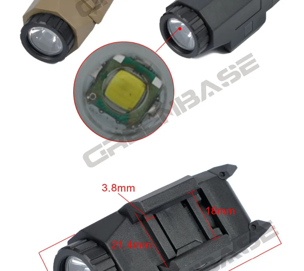 Pistola de Luz Lanterna para a Caça Greenbase Arma Caça Tática Noite Evolução Mini Led Branco Apl Luz 4 Cheap Luzes de armas