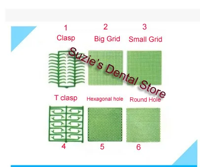 

1box Dental Lab Wax Mesh Wax T Clasp Wax Sheet 6 Types For Cast Metal Partial Design