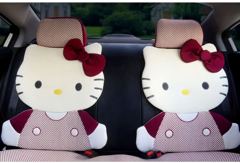 Женская мода года высокого качества с милым мультяшным принтом «hello kitty», комплект из розовых универсальных чехлов для автомобильных сидений