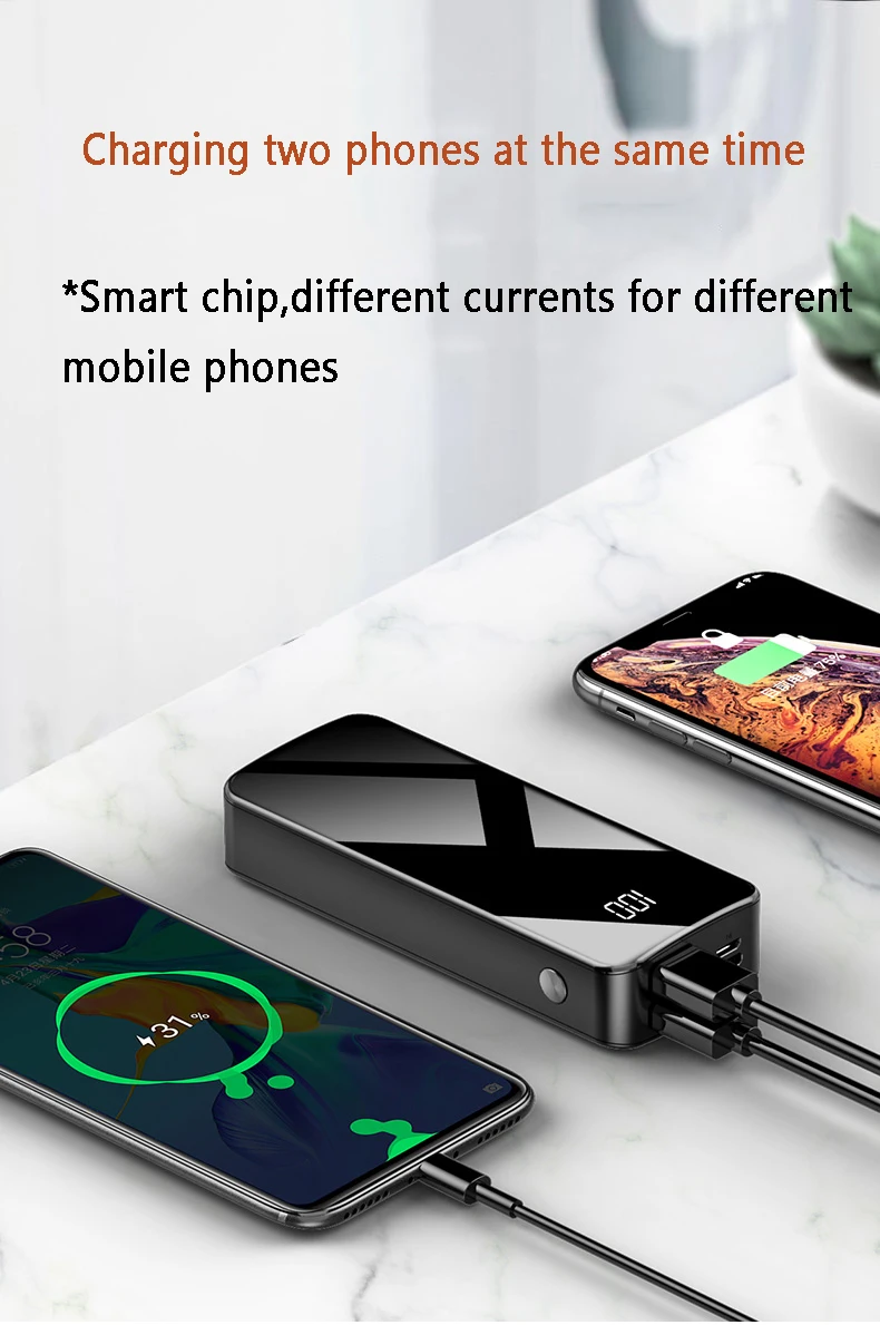 Soodoo 10000 мА/ч, два USB выхода 5В 2.1A Мощность банк батареи быстрая Портативный Зарядное устройство для Xiaomi Внешний аккумулятор на Мощность банка