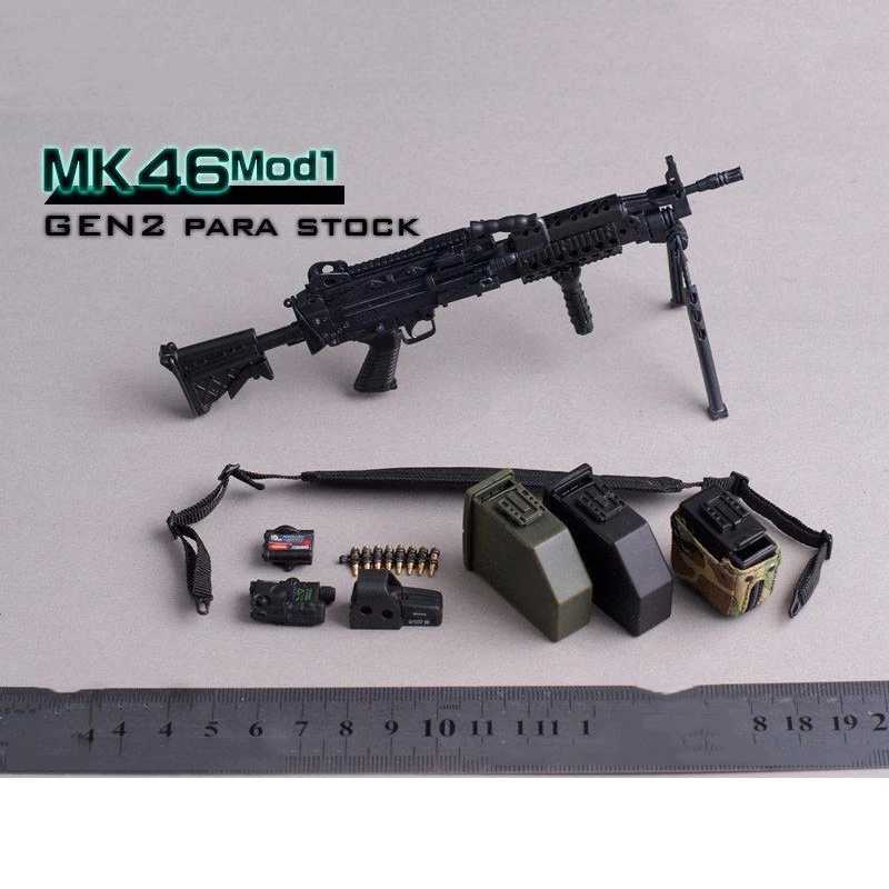 

Collections 1/6 Scale Black Machine Gun Weapons Model Toys CrazyDummy 75002 MK46MOD F 12" Soldier Action FIgure Body Accessory
