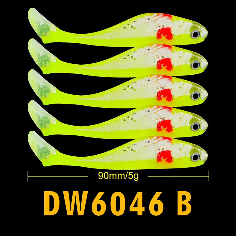 5 шт., приманка для рыбалки 4,8 г/8,8 см, мягкая блесна, Япония Shad Swimbaits Jig Head, приманка для рыбалки, силиконовая резина, 4 цвета, рыболовные снасти - Цвет: DW6046B