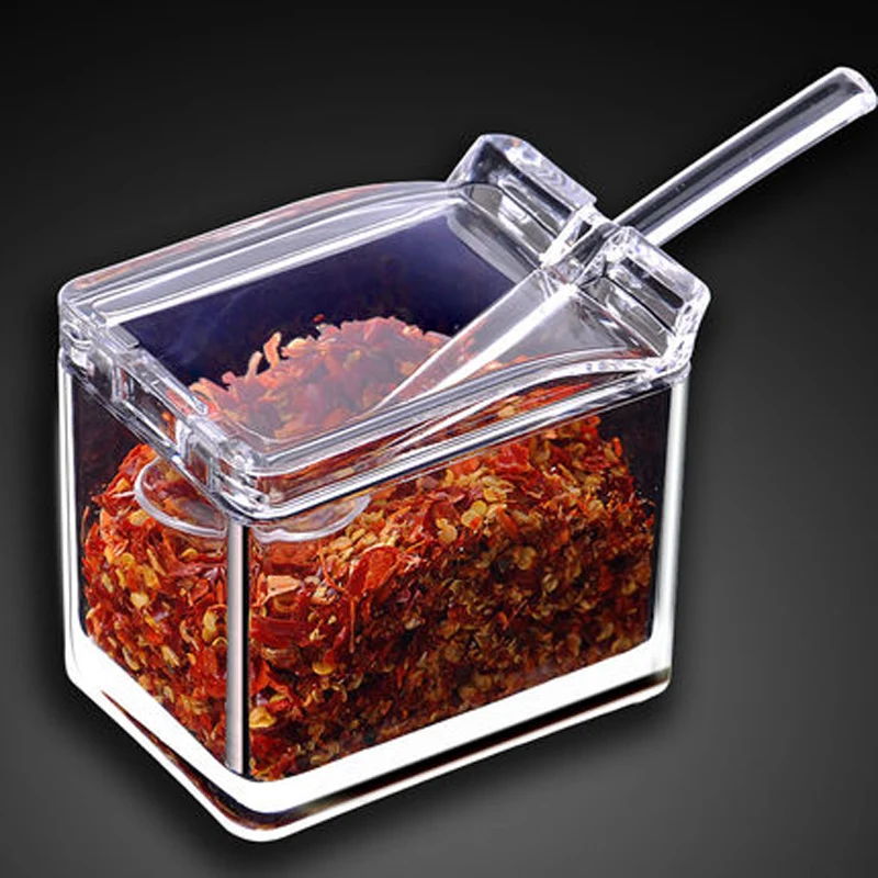 High Quality Transparent Seasoning Box Kitchen Spice Jar Storage Bottles Pepper Sugar Salt Jar Cooking Storage Containers Box