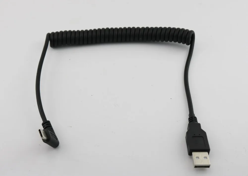 1 шт. Спиральный USB 3,1 C-type Мужской Угловой к USB 2,0 A штекер Зарядный Кабель-адаптер Шнур 1,5 м 5 футов