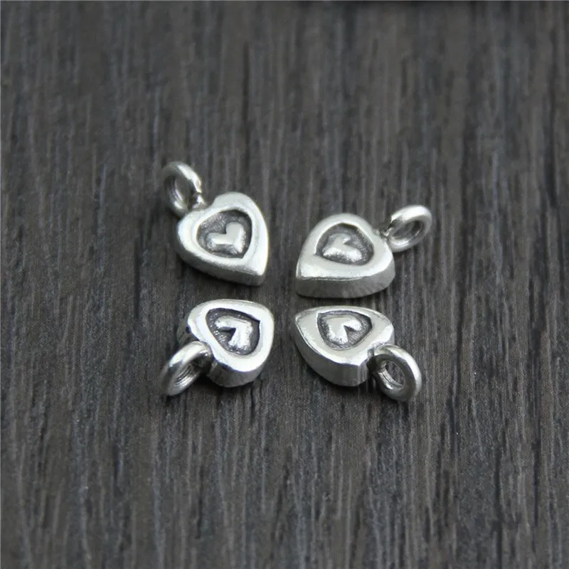 Quality Sterling Silver 925 Original Tiny Heart Charms for DIY Jewelry Making Accessories in