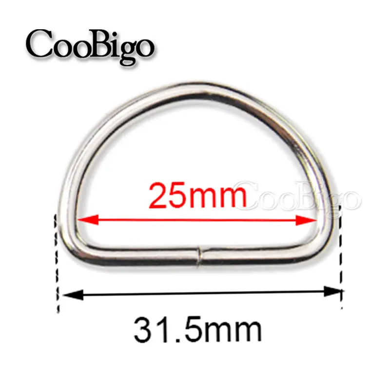 D Ring 25mm 20 шт. на выбор 3/" 5/8" 3/" 1" боковая пряжка d-образное кольцо трехскользящий слайдер Регулируемая пряжка собачий ошейник ремень рюкзак сумка Запчасти - Цвет: D Ring 25mm