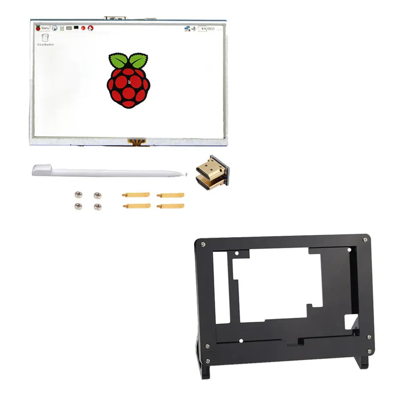 5 дюймов Raspberry Pi 3 Model B+ сенсорный TFT ЖК-дисплей модуль+ акриловый держатель+ CD совместимый для Raspberry Pi 3 - Цвет: Screen Black Holder