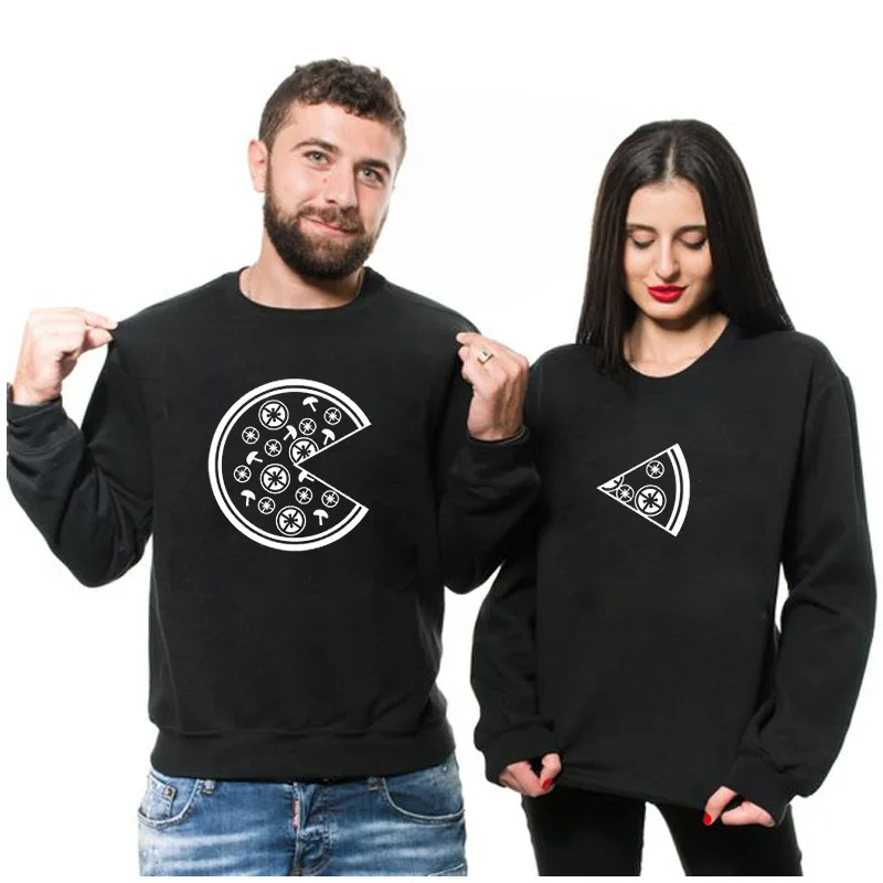 EnjoytheSpirit زوجين مطابقة البلوز الدافئة الشتاء Crewneck Pizzer عاشق الطباعة هوديي للجنسين نوعية جيدة القطن الصوف