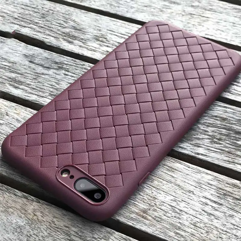 Коричневый Для iphone X 10 iphone 6s 6 Plus чехол XS Max XR плетеный кожаный чехол X Силиконовый чехол для iphone 11 Pro iphone 7 8 plus чехол - Цвет: Коричневый