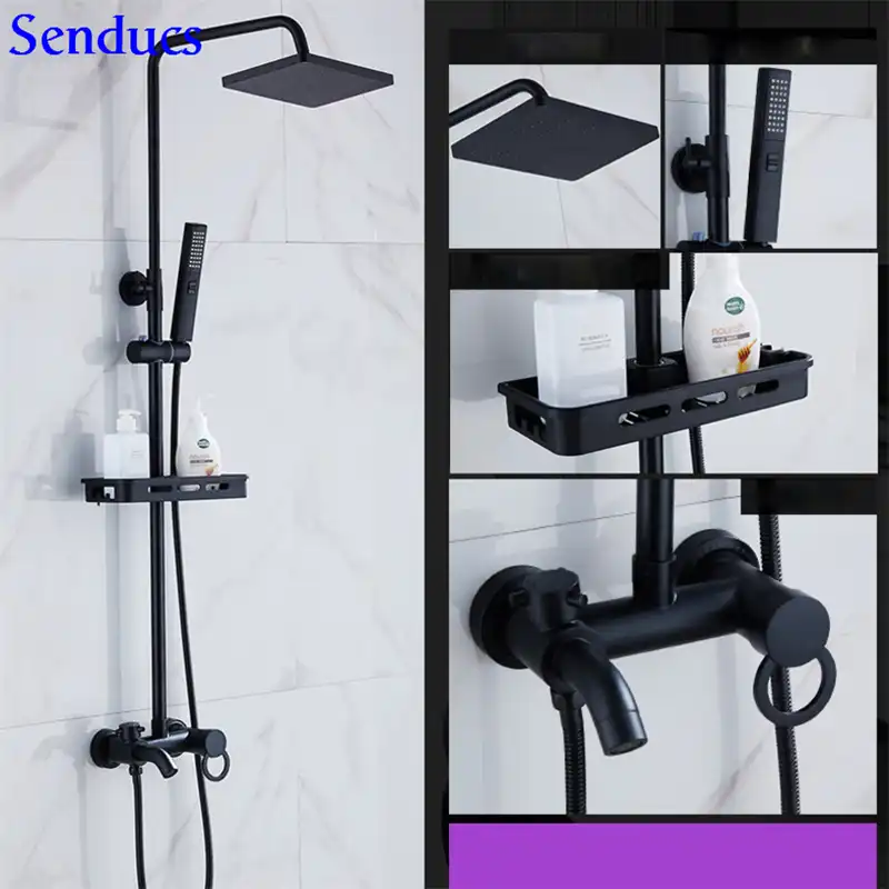 Detail Feedback Questions About Senducs Black Batrhoom Shower Set Aliexpress