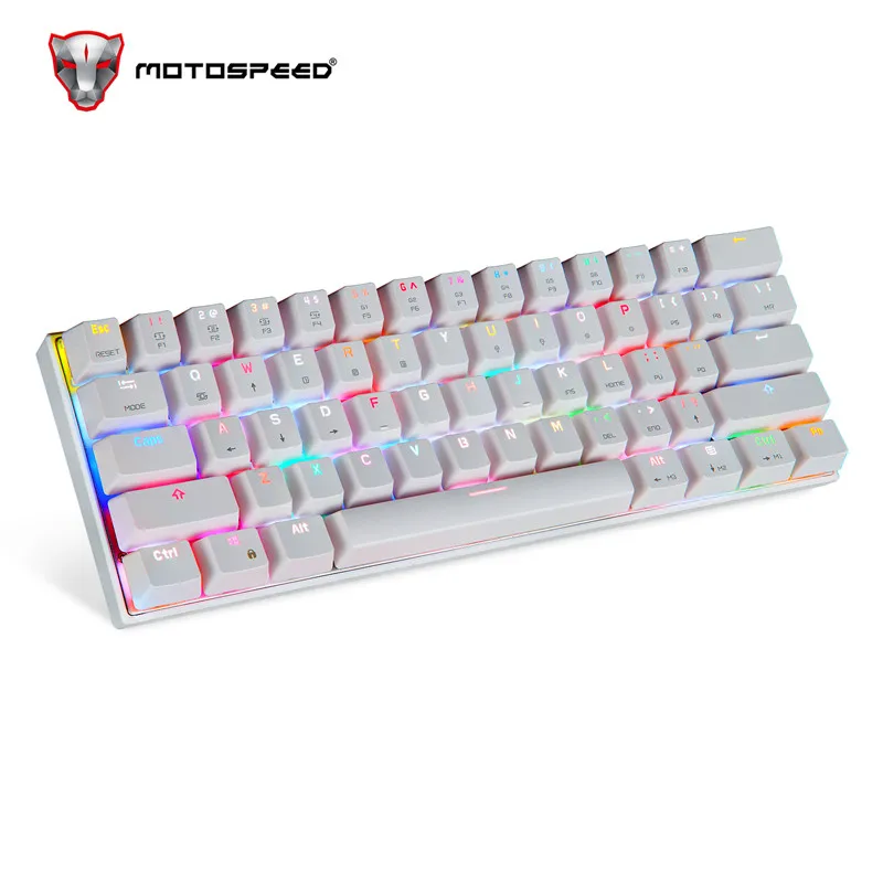 Дешево MOTOSPEED CK62 клавиатура Проводная Bluetooth клавиатура двойной режим механическая клавиатура 61 клавиша RGB светодиодный подсветка игровая клавиатур...