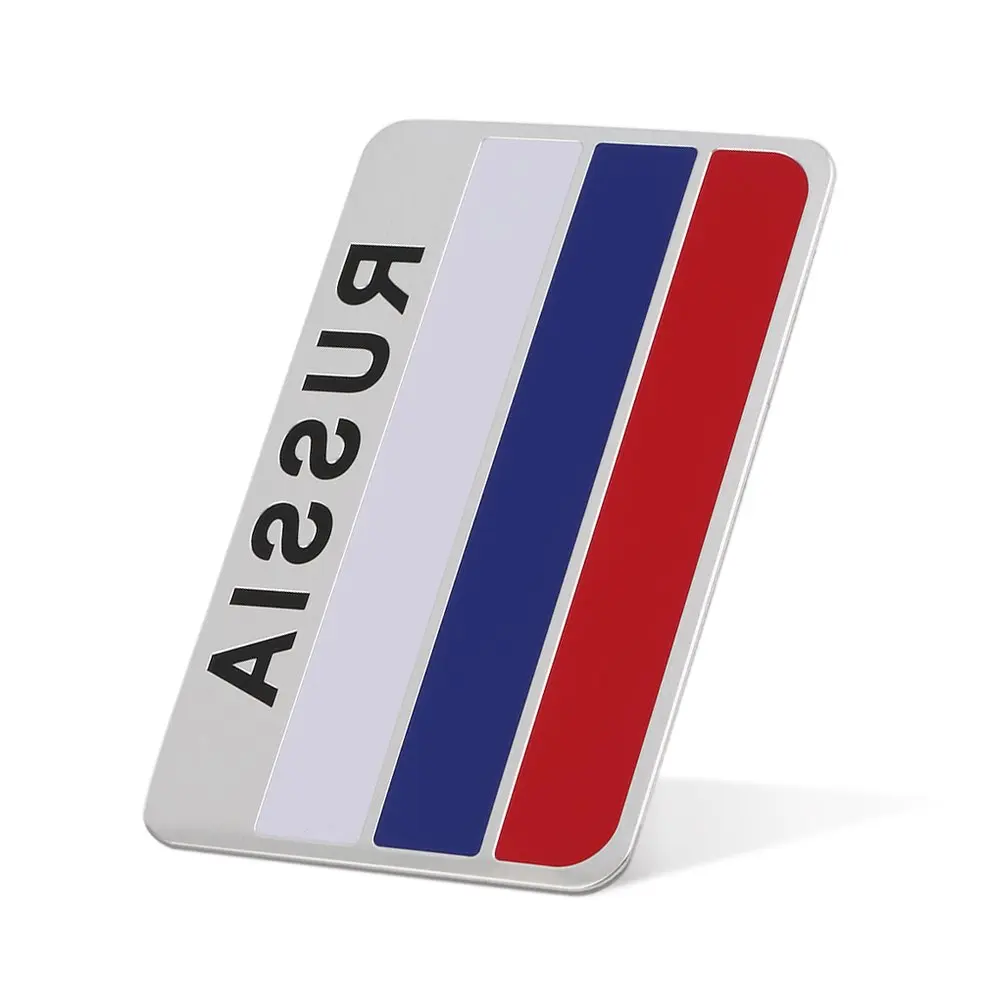 

3D Aluminum Russian Flag Pattern Square Shape Stickers Decal Car Window Door Durable to Heat and Sunlight For Protection