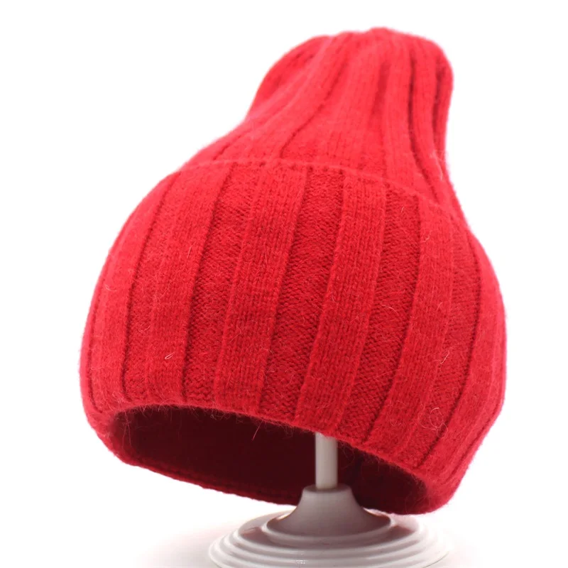 Minhui, новинка, шапки из кроличьего меха, мягкая вязанная шапка, женские шапочки, Skullies, зимние шапки, Bonnet Gorro - Цвет: red