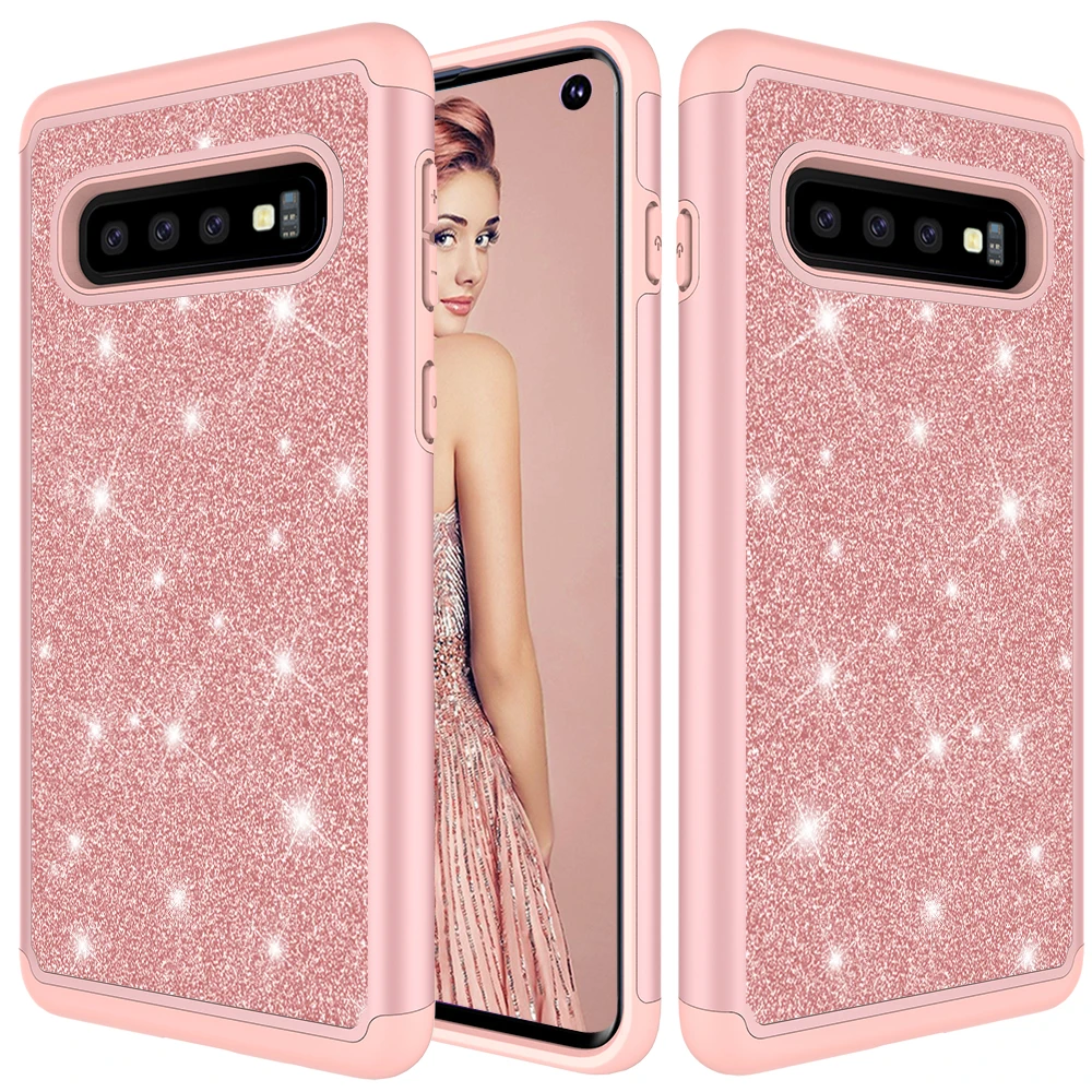 20 шт./партия блестящая кожа PC+ силиконовый защитный чехол для Samsung S8 S8 plus S9 S9 plus S10 S10 lite S10 plus жесткий чехол