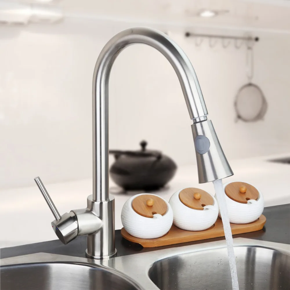 

New design pull out faucet Nickel Brushed swivel kitchen sink Mixer tap kitchen faucet vanity faucet cozinha 8688