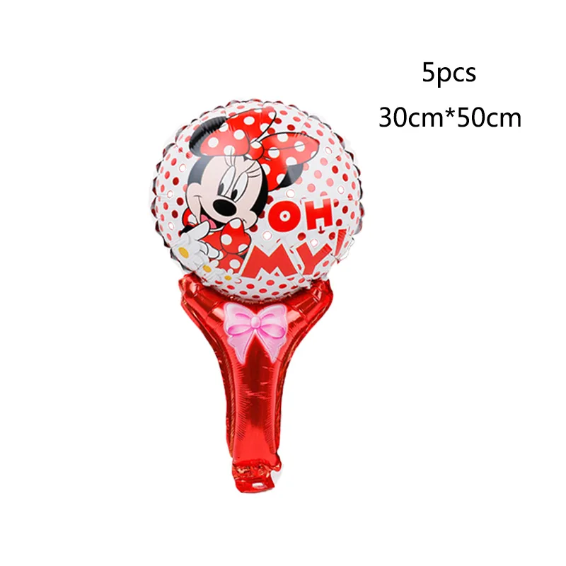 5pcs minnie stick 1 шт. 18 дюймов сердце Микки Маус вечерние поставки воздушный шарик из фольги в форме Минни Маус День Рождения Декор детские игрушки air globos свадебные подарки - Цвет: 5pcs minnie stick