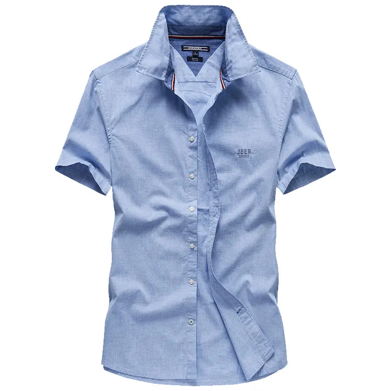 Brand JEEP Men Brand Shirts 2019 Summer Dress Cotton Short Sleeve Shirts Straight Casual Fashion Shirts M~4XL Business Shirts (27)