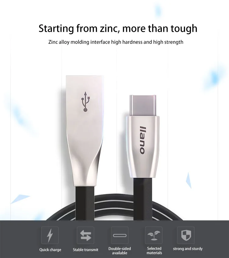 Llano usb type C кабель 2.4A кабель передачи данных для быстрой зарядки для huawei mate 10 P9 samsung Galaxy S8 Note 8
