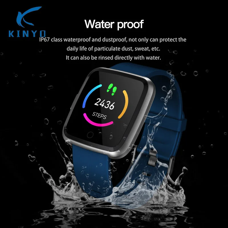 Смарт-часы KINYO Heart Rate, Bluetooth браслет, спортивный браслет, фитнес-трекер, шагомер, управление музыкой