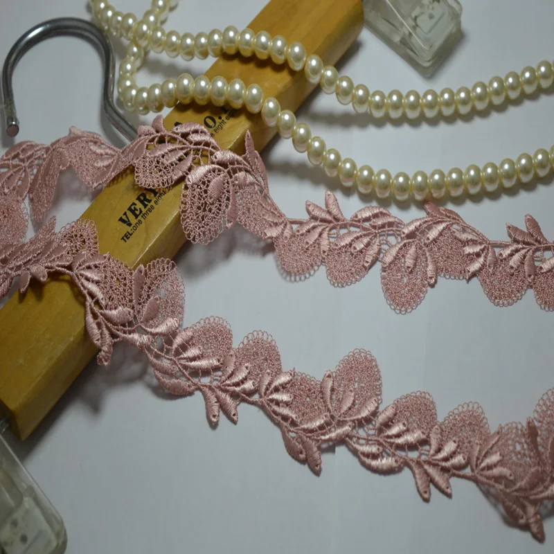 

4CM(2yards/lot)pink leaf style water soluble Hight quality lace fabrics embroidered lace trim-0508w05
