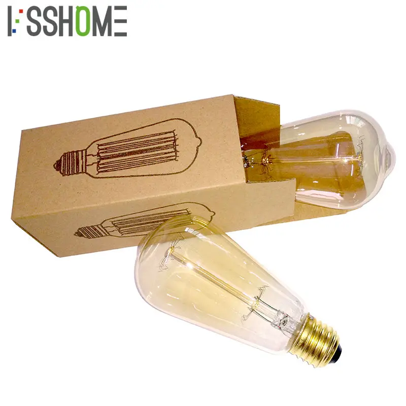 [Vsshome] edison Лампы накаливания 40 Вт Винтаж Ретро лампа AC110V/220 В E27 База Освещение в помещении ST64