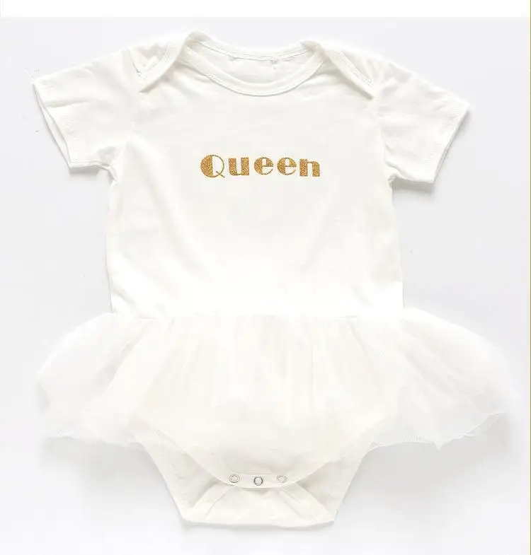Ins Girl's Union Dress Rompers Pure Cotton Yarn Skirt Baby Harvest Princess Tutu Triangular Union New Born Baby Jumpsuit Clothes - Цвет: White