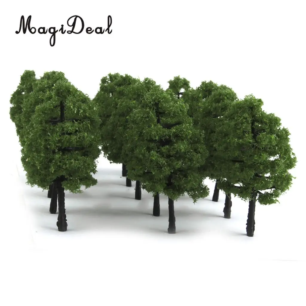20Pcs/Pack 1:100 Scale Plastic Model Trees Train Railroad Railway Street Garden Park Scenery Layout Dark Green