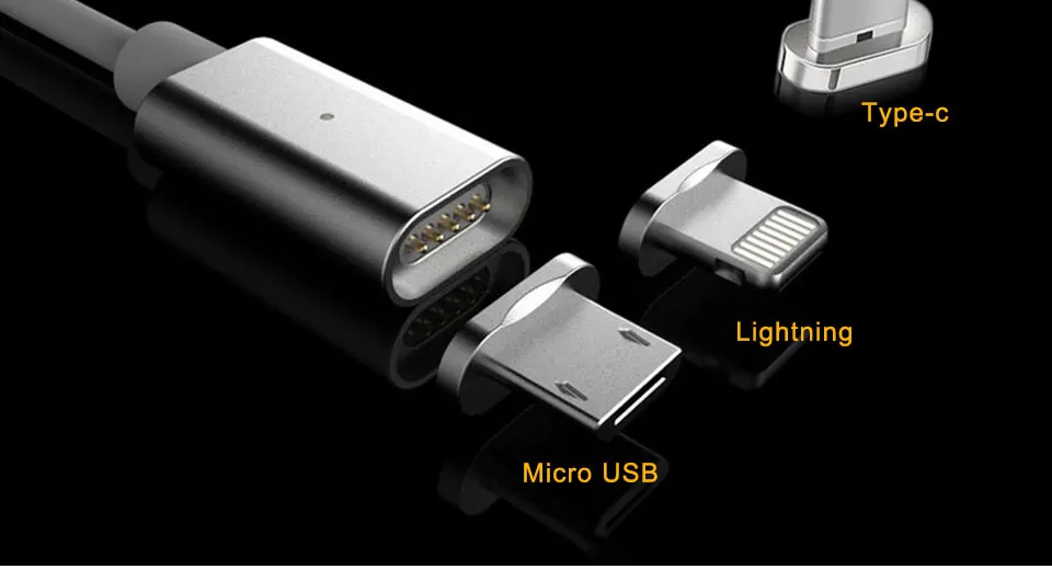 Сильный магнитный зарядный кабель для быстрой зарядки данных USB Магнитный кабель для Apple iPhone/Micro-USB/type-C