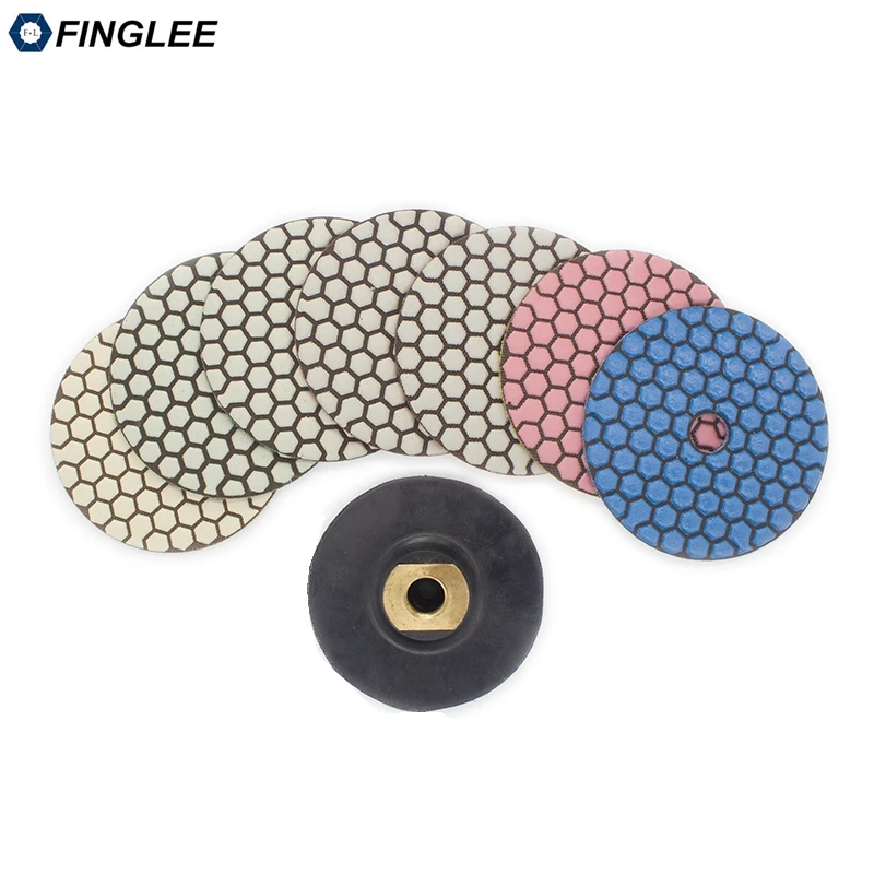 

7pcs+ Soft Flexible Backer 4inch/100mm Angle Grinder Diamond Flexible Dry Polishing Pad for Granite Concrete Marble Stone