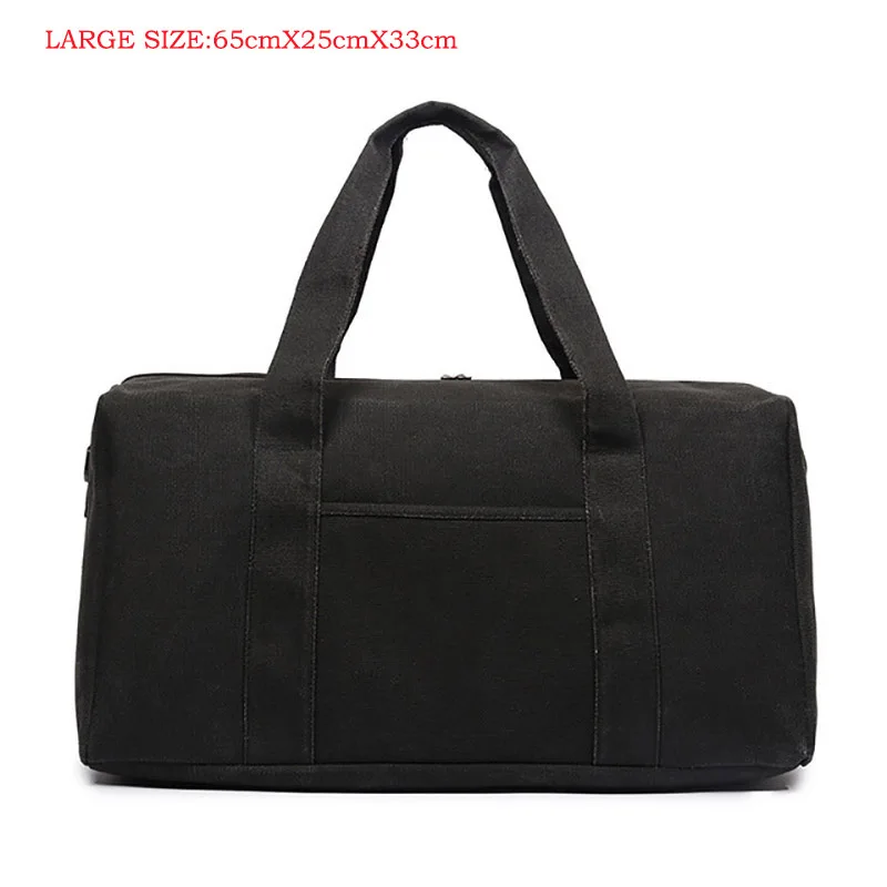 Black-Large Wobag Men Travel Bags Hand Luggage Casual Travel Duffle Bag Women Big Sports Gym Bag Canvas Weekend Ocernight Bag - Цвет: Black-Large